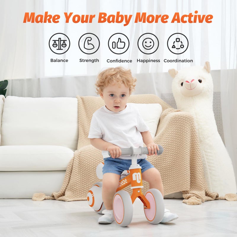 allobebe Baby Balance Bike-Cute Toddler Bikes 12-36 Months Toys for 1 Year Old Gift Bike to Train Baby from Standing to Running with Adjustable Seat Silent & Soft 3 Wheels - Image 4